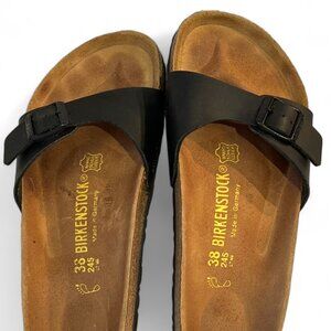 Birkenstock Single Strap Black Sandals, Size 38/Women's 7.5 Excellent Condition